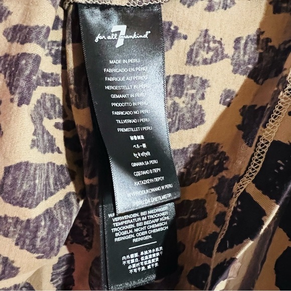 7 For All Mankind Leopard Print Puff Shoulder Long Sleeve Tee Size S - Picture 10 of 11